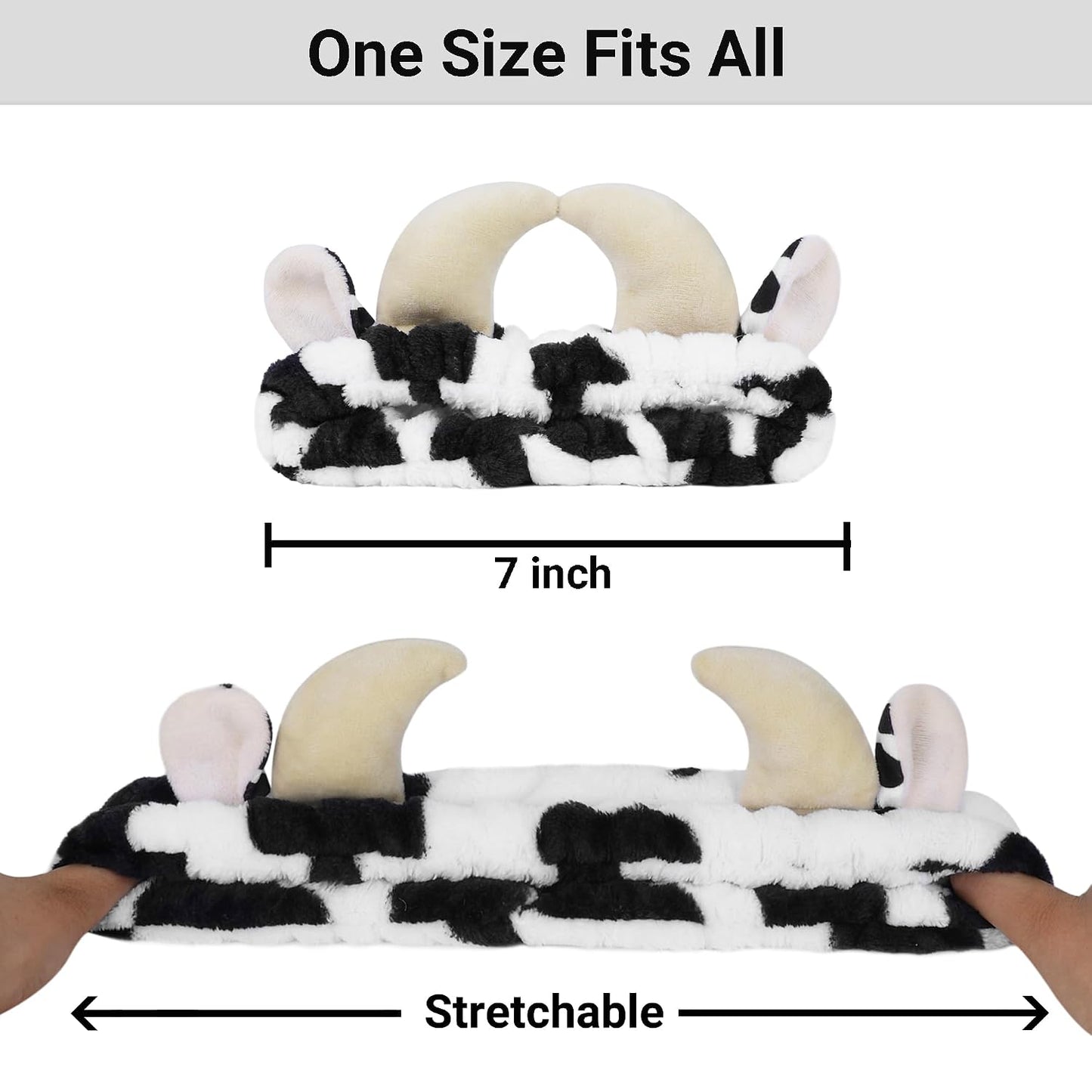 Facial Spa Headband Cosmetic Makeup Skincare Headband for Washing Face Makeup (Cow)