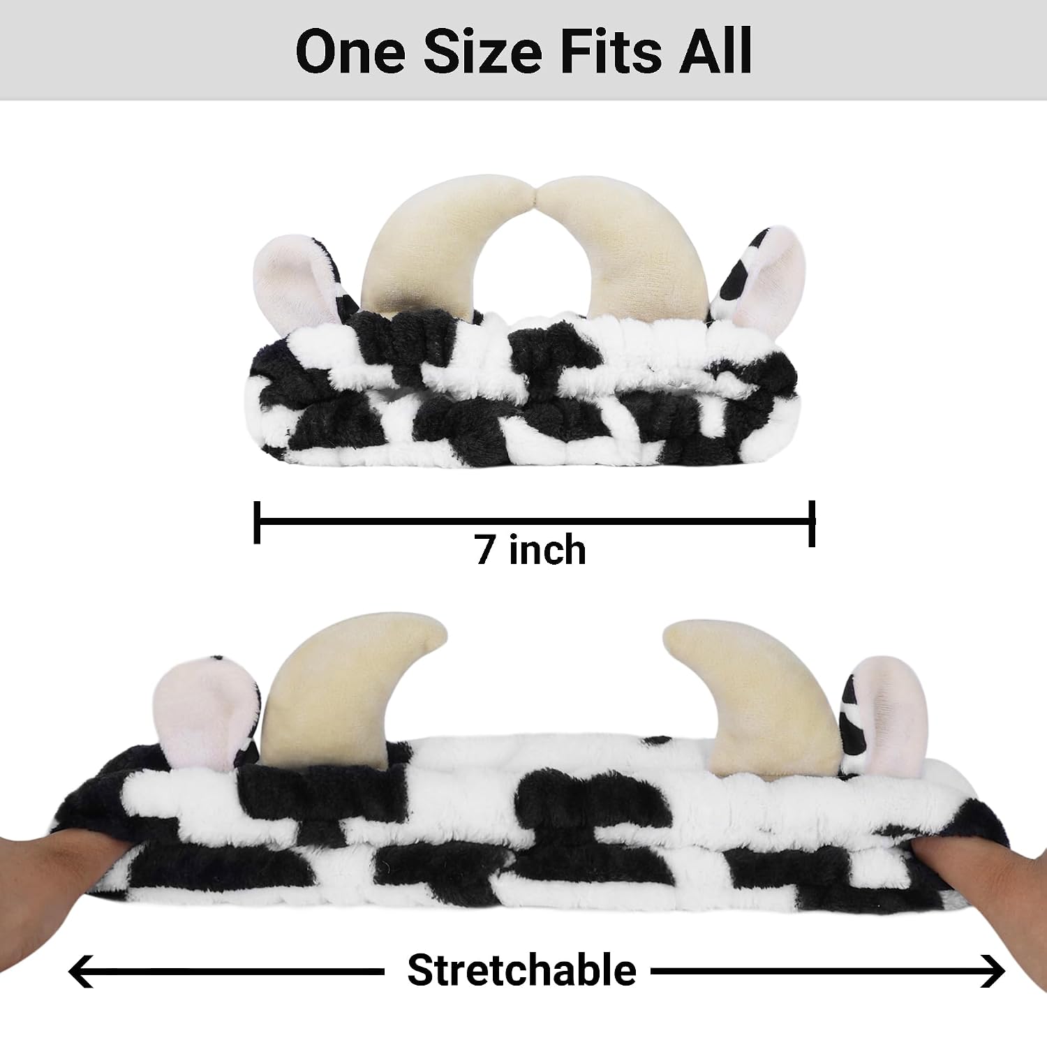 Facial Spa Headband Cosmetic Makeup Skincare Headband for Washing Face Makeup (Cow)