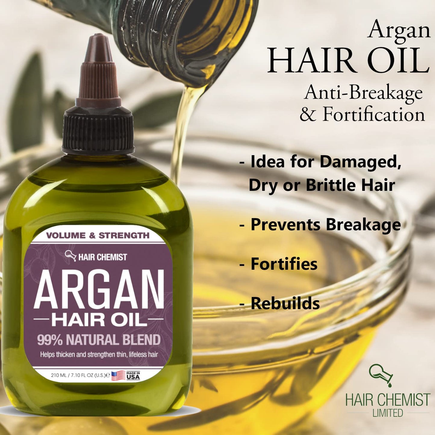 Hair Chemist Volume and Strength Hair Oil - Argan Oil 7.1 oz.