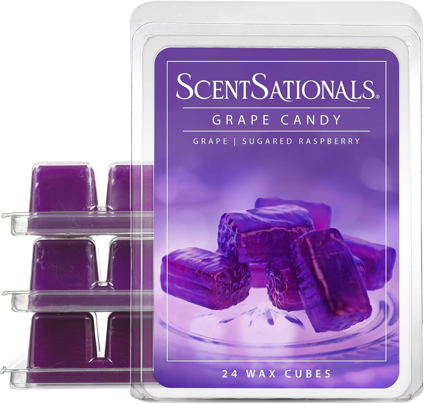 Scentsationals Grape Candy Scented Wax Melts - Grapes, Apple, & Raspberry Scent, 10oz (24 Cubes)