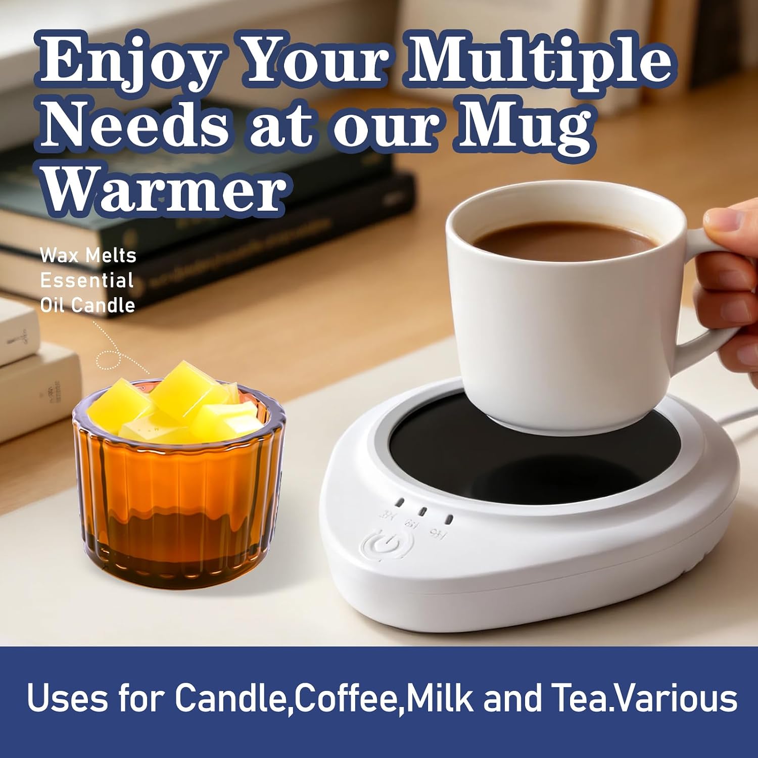 Candle Warmer with Timer,Coffee Cup Warmer with Timer,Fastest Heating & Highest Temperature，Three time Gears (3H, 6H, 9H),Coffee Cup Warmer for Desk,Candle Warmer,Comes with a Cup ﻿