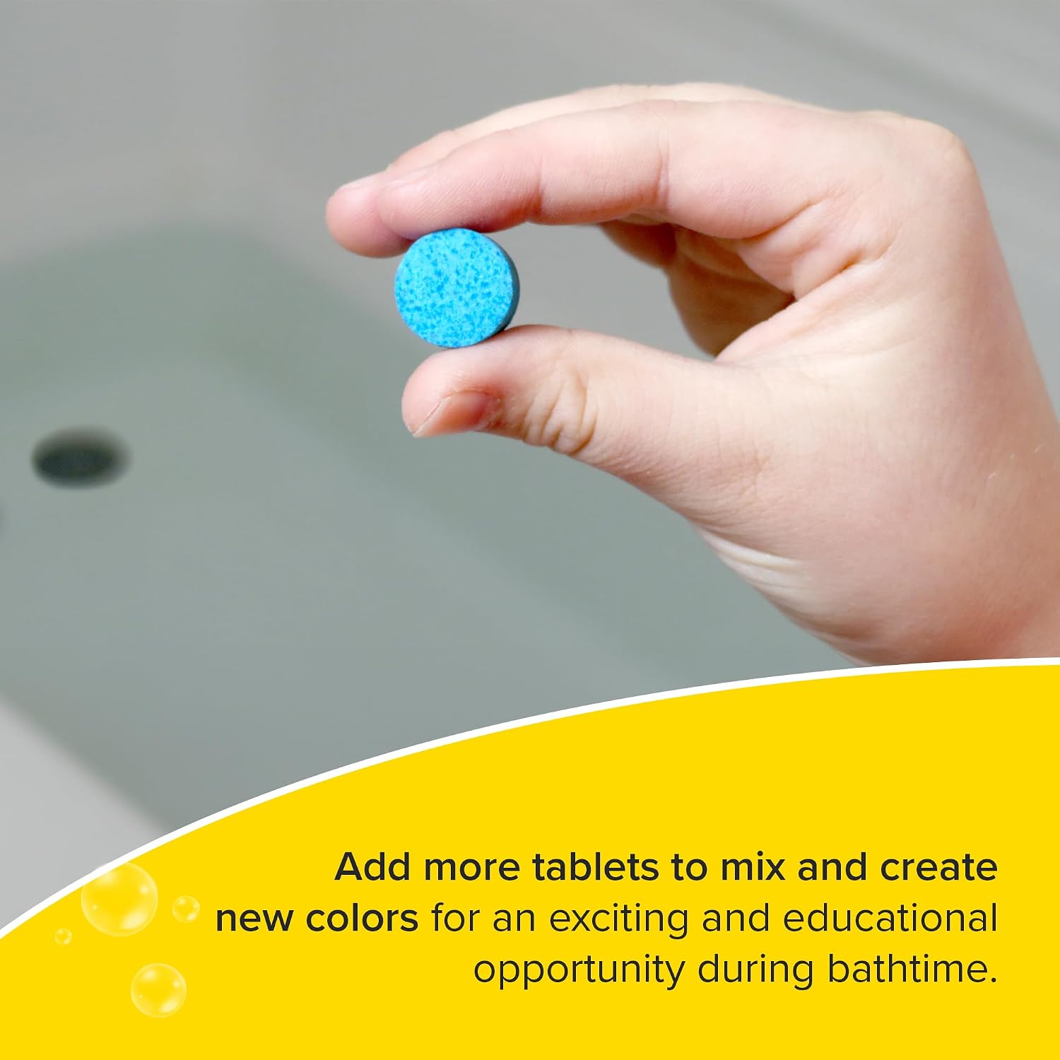 Kid Made Modern Bath Color Tablets for Kids - 150 Counts Non Toxic Bath Drops for Toddlers - Blue, Yellow, Pink, and Purple Bathtub Color Fizzies Tablets - Fun & Mini Bath Bombs (150 Count - Ages 3+)