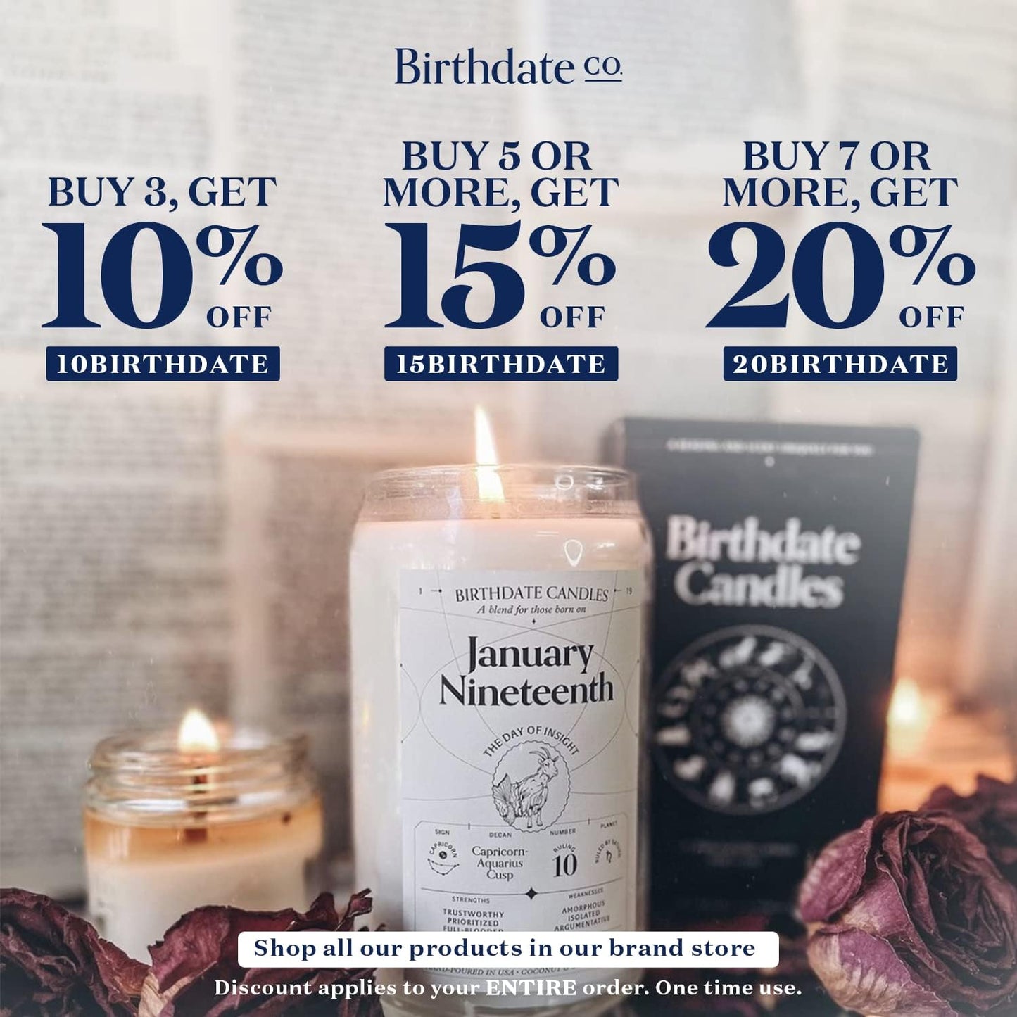 Birthdate Candles, March 1 - Pisces Zodiac Scented Candles Birthday Gift - Jasmine, Cedarwood & Thyme Scent - All-Natural Soy & Coconut Wax, 60-80 Hour Burn Time - Made in USA