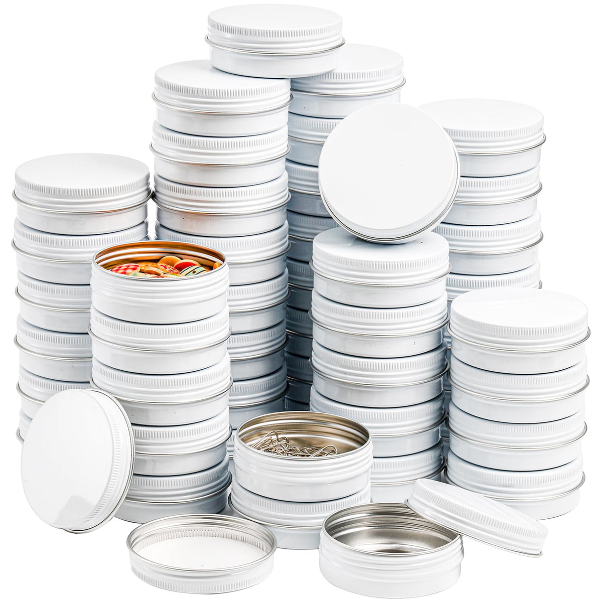 Foraineam 48 Pack 2 oz White Lip Balm Tin Cans