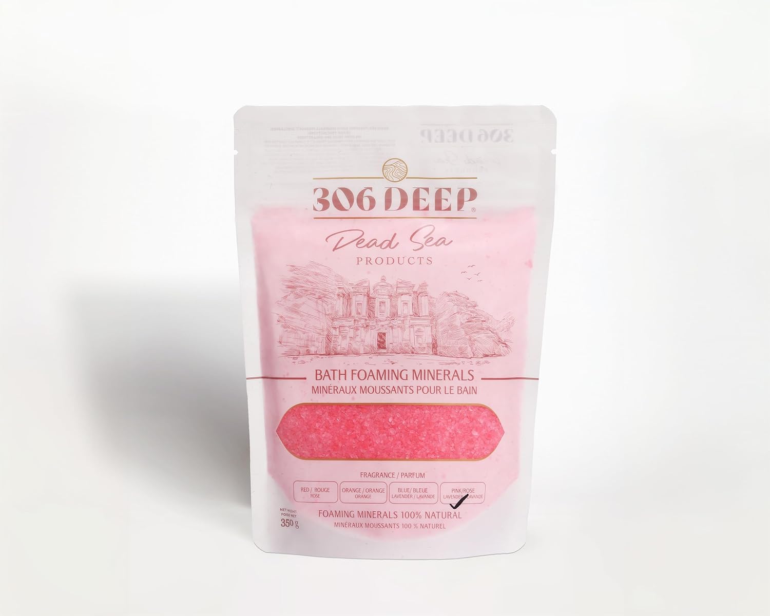 306 Deep Dead Sea Bath Salts Foaming Minerals - Pink Dead Sea Coarse Mineral for Soaking with Lavender Essential Oils, Alternative to Magnesium Flakes and Epsom Salt, Relaxing Bath Products