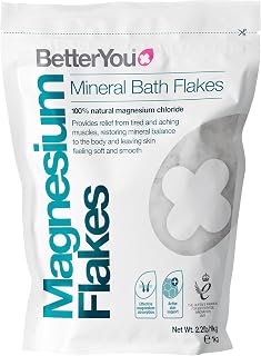 BetterYou Magnesium Mineral Bath Flakes - Mineral Bath Salts with Magnesium Chloride - Foot Bath or Body Bath Soak - Safe On Sensitive Skin - 2.3 lb