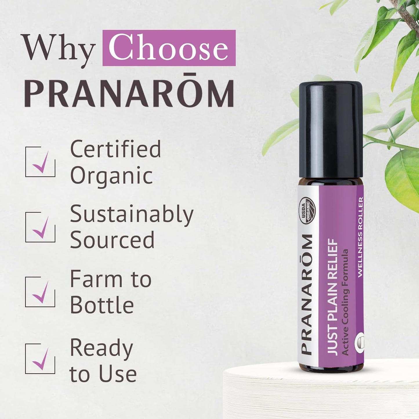 Pranarom - Just Plain Relief Essential Oils, Relaxing Aromatherapy Oils, Organic Essential Oil Blend, Essential Oils with Lavender, Peppermint & Helichrysum, 8mL