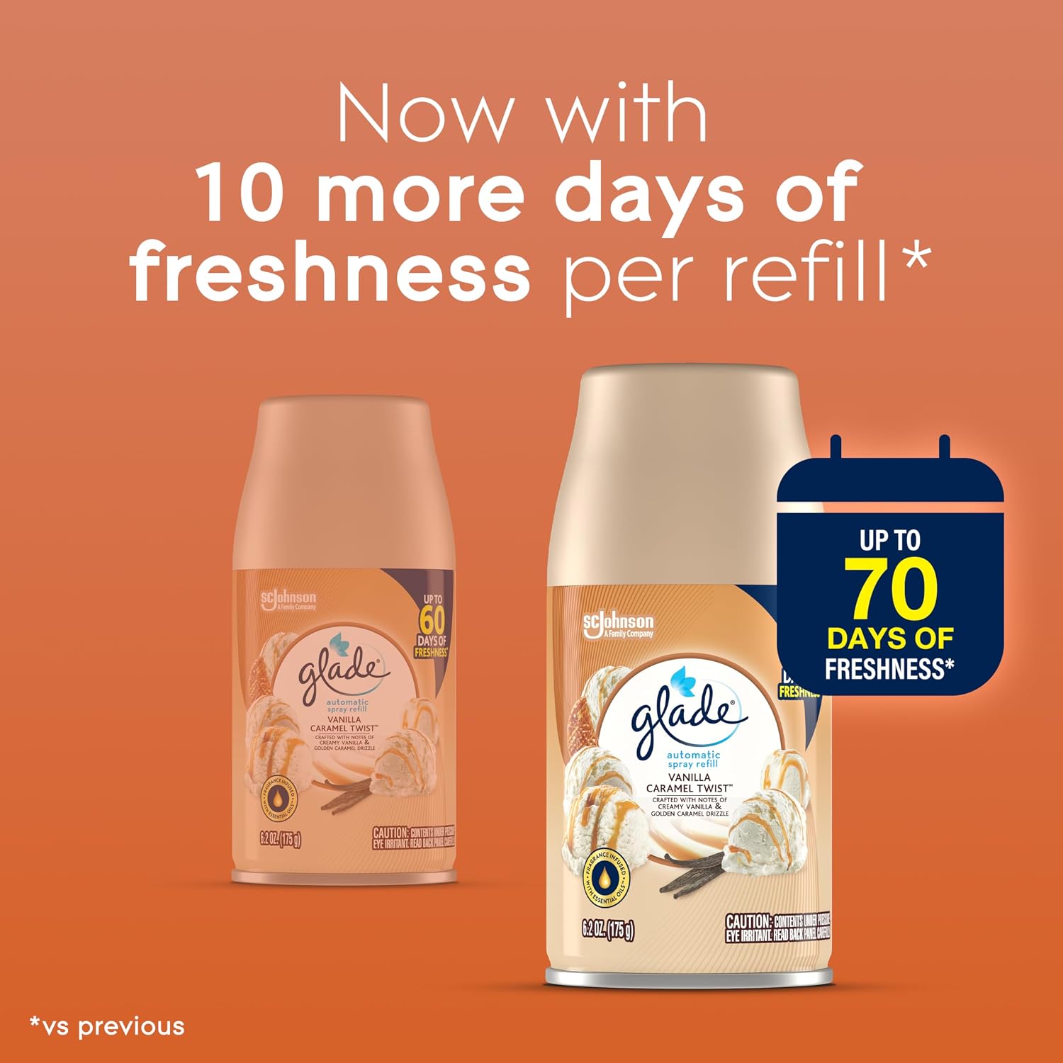 Glade Automatic Spray Refill, Air Freshener for Home and Bathroom, Vanilla Caramel Twist, 6.2 Oz, 6 Count
