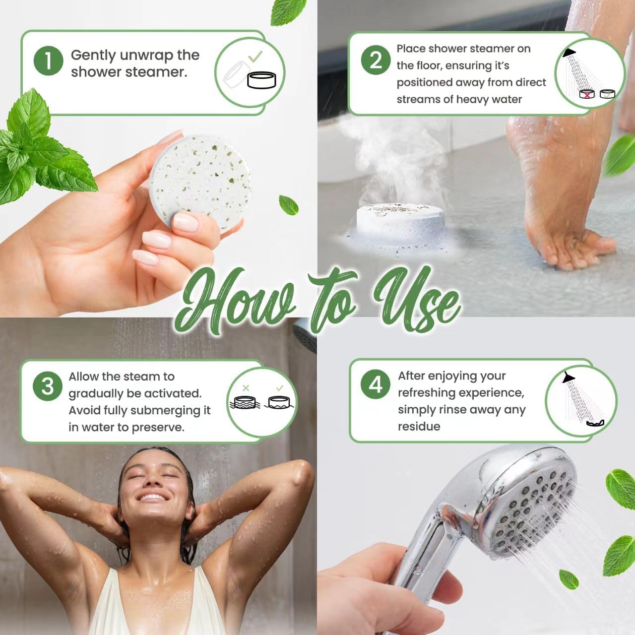 Mint Menthol Shower Steamers Aromatherapy BLRIET 8 Pack White Elephant Birthday Gifts Stocking Stuffers for Women Men Teens Self Care Travel Essentials Spa Gifts with Natural Essential Oils