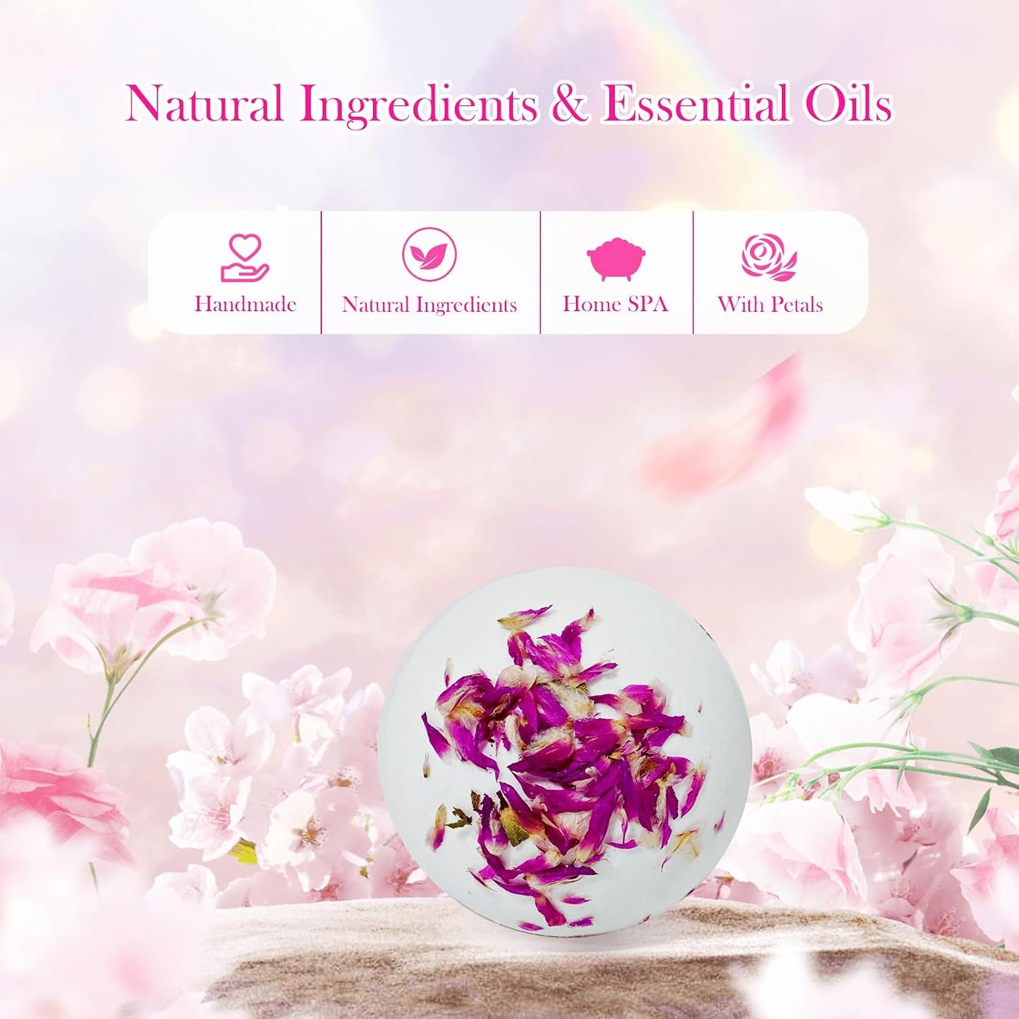 Aromatherapy Bath Bombs with Dried Flower Petals - 12 Pack Large Bath Bomb Handmade SPA Gift Set for Women, Moisturizing Natural Essential Oil Fizzies for Stress Relief & Relaxation Home SPA