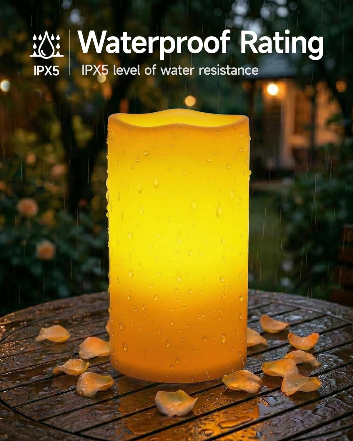 Homemory 6" x 12" Extra Large Outdoor Waterproof Candle with Auto 6-Hour Timer, Ivory Plastic Made, Long Last for Half A Year