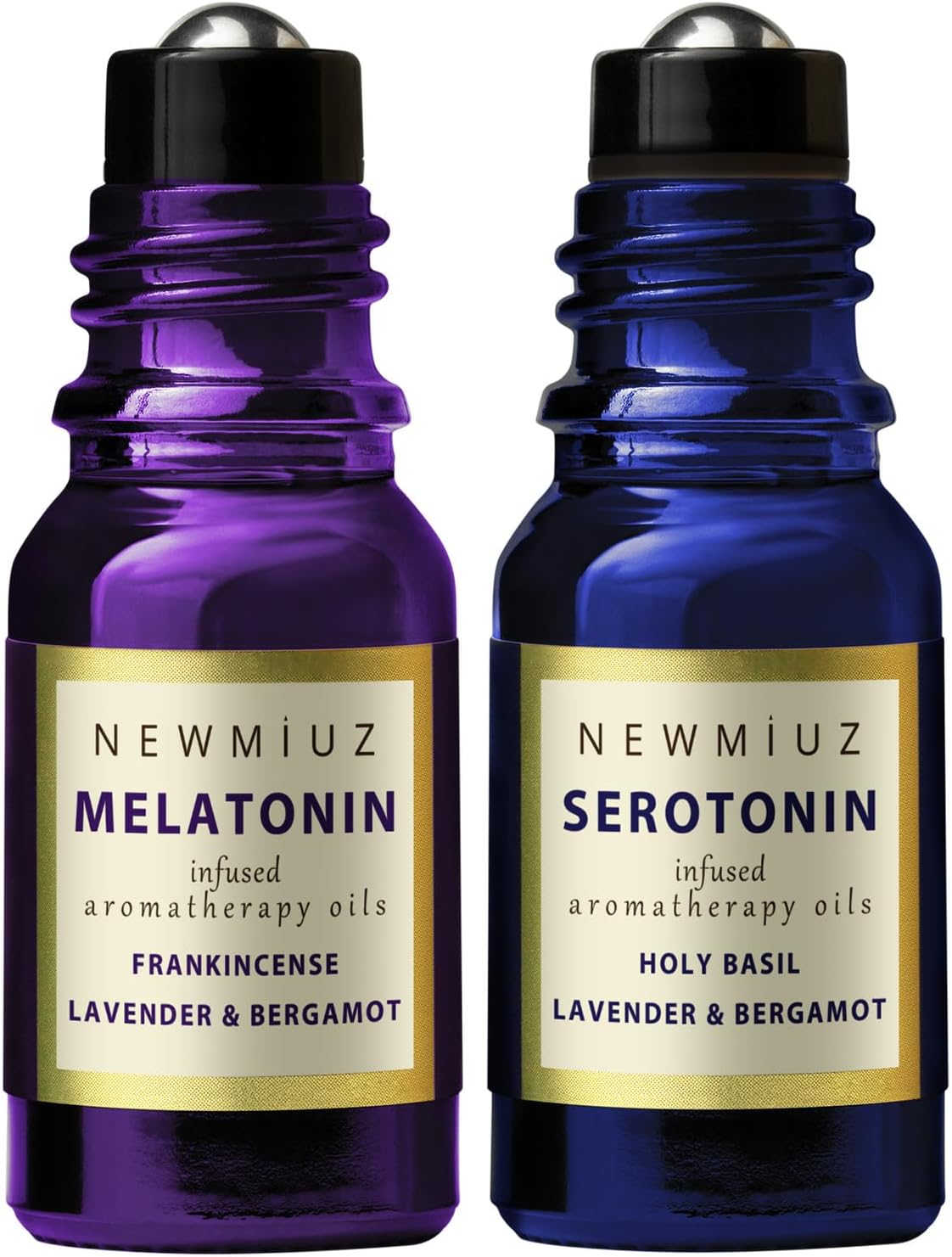 Destress Roller Holy Basil Lavender and Bergamot & Deep Sleep Melatonin Lavender Bergamot Frankincense Pack of 2