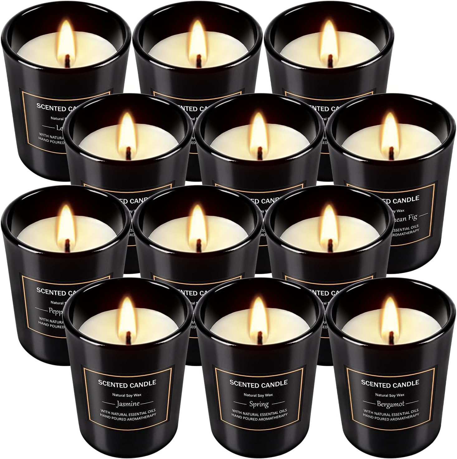 12 Pack Scented Black Candles Gift Set for Dad, Soy Wax Aromatherapy Candles for Home, 12 Masculine Fragrances, Gift from Daughter/Son for June Holiday, Stress Relief & Relaxation for Men