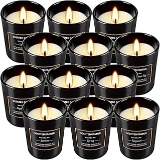12 Pack Scented Black Candles Gift Set for Dad, Soy Wax Aromatherapy Candles for Home, 12 Masculine Fragrances, Gift from Daughter/Son for June Holiday, Stress Relief & Relaxation for Men