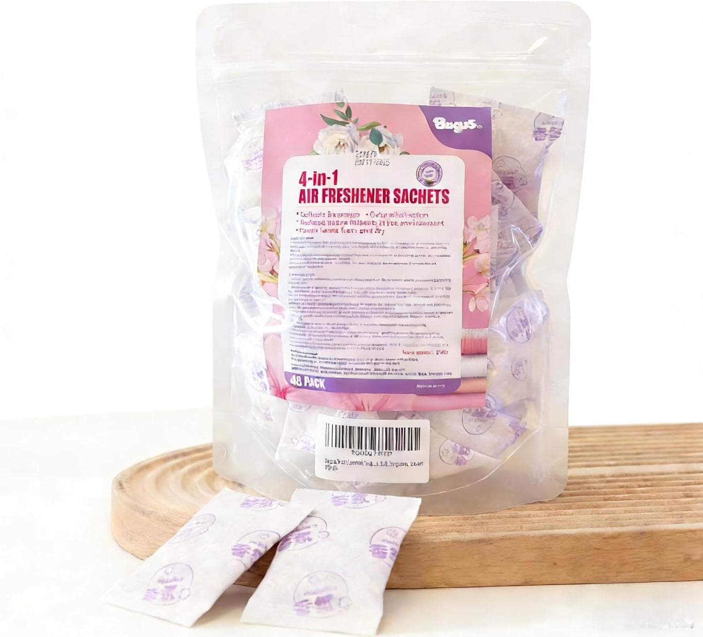 Bagus Floral Scented Sachets - 48 Pack Natural Linen Pouches for Closet & Drawer Freshness, Long Lasting Aromatic Herb Bags for Clothes, Wardrobe & Car - Delicate Fabric Safe Fragrance Booster