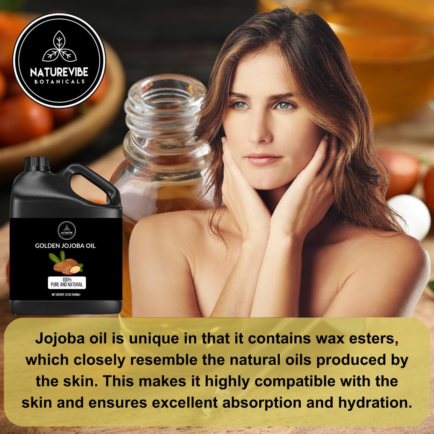 Naturevibe Botanicals Jojoba Oil 32oz and Grapeseed Oil 32oz | Oil Combo