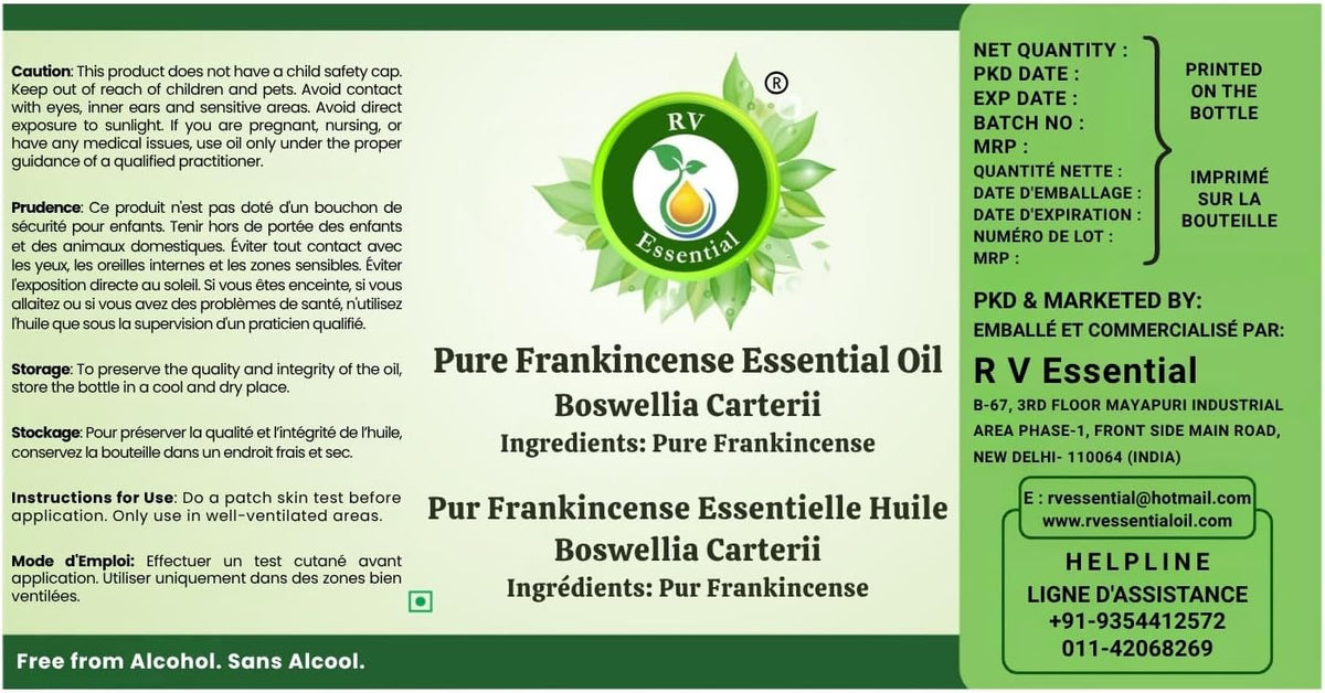 R V Essential Pure Frankincense Essential Oil 50ml (1.69oz)