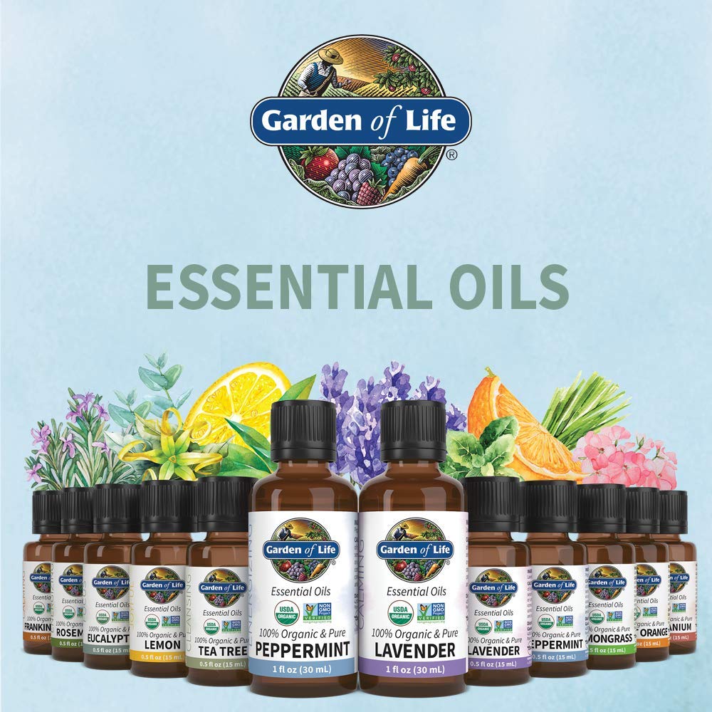 Garden of Life Essential Oils - 100% Organic & Pure Eucalyptus Essential Oil for Diffuser, Aromatherapy, Meditation - Clarity & Focus, Stimulate, Invigorate, Refresh, 0.5 fl oz