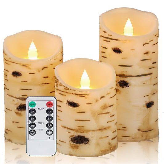Comenzar Flameless Candles Birch Bark Texture