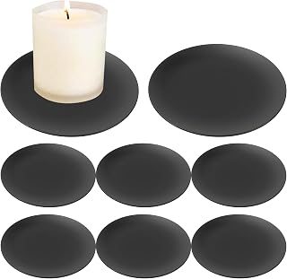 Jeffbaubl 8 PCS Iron Plate Candle Holder, 4 Inch Black Decorative Pillar and Taper Candle Stand, Metal Candlestick Holder for LED & Wax Candles, Wedding, Spa, Party, Dining