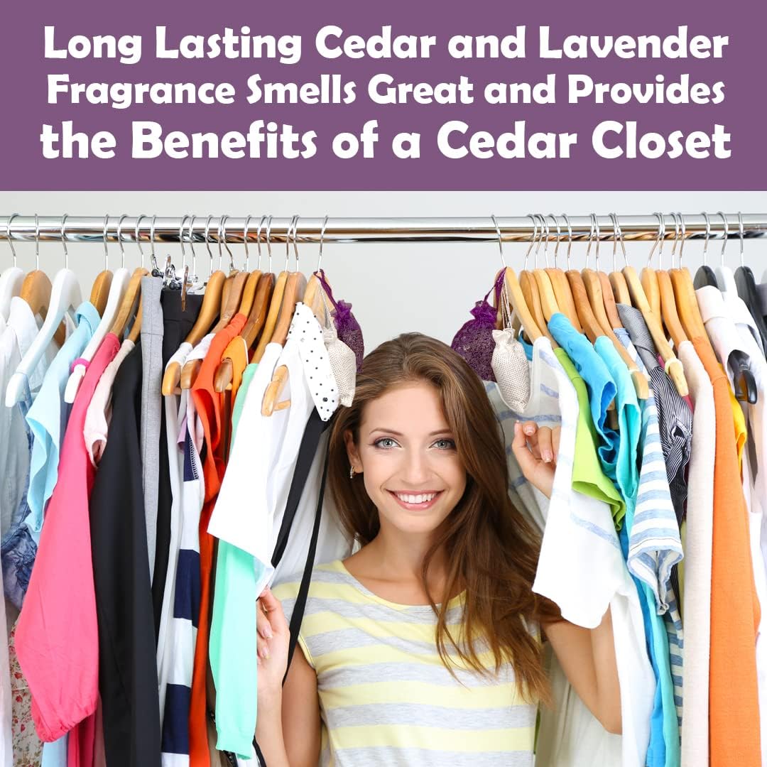 Professor Killamoth Cedar Chips and Lavender Sachets (20 Pack) - Stop Clothes Damage - Cedar and Lavendar Home Fragrance Sachets for Drawers and Closets