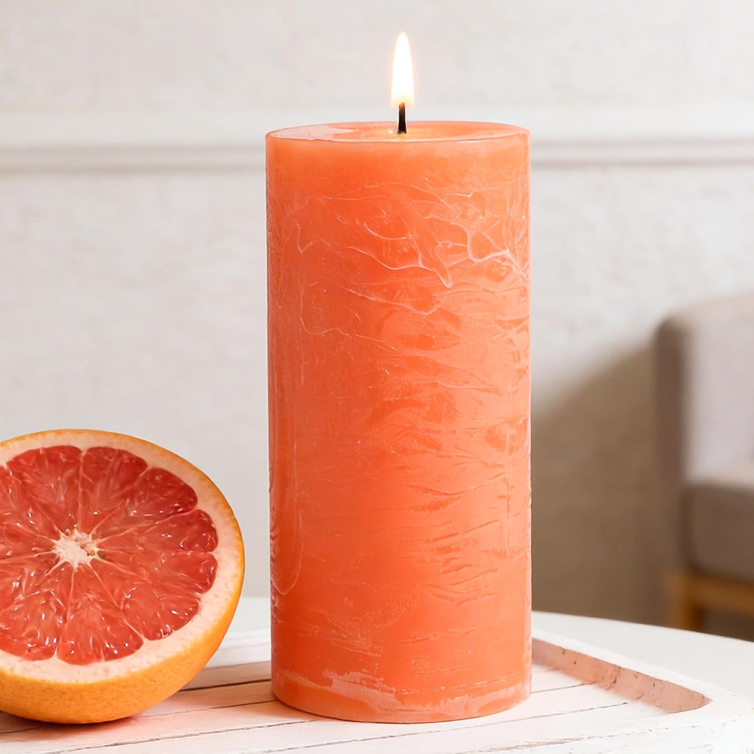 Fruity Scented Pillar Candle - 2.8x6 Inch, 75-Hour Burn, Pineapple & Grapefruit Luxury Aromatherapy Candle, Sweet Fruit Scent Pillar Candles for Home, Natural Fragrance Candle for Air Purify