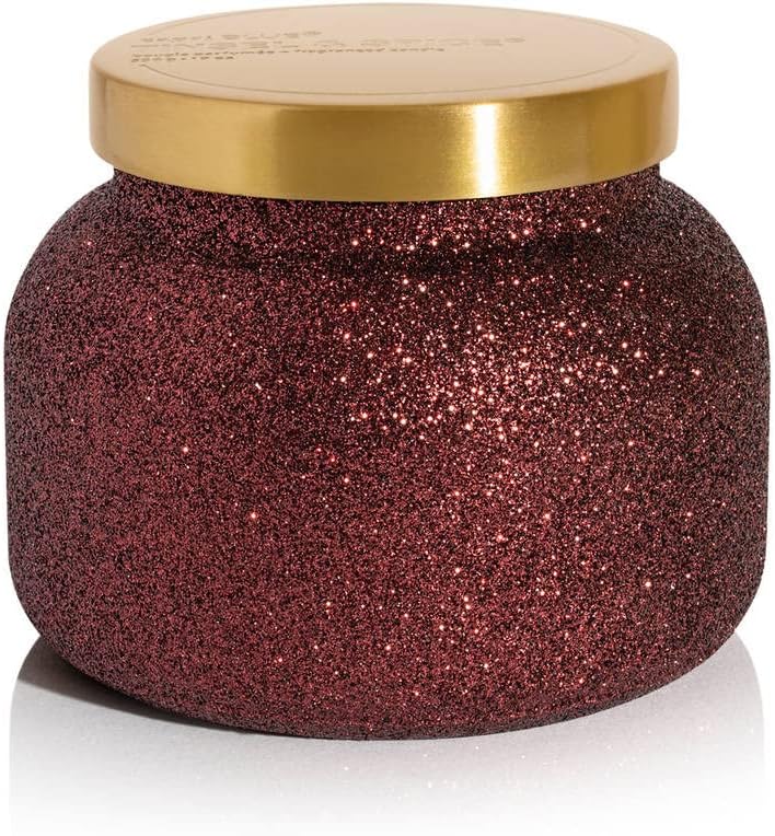 Capri Blue Signature Glam Jar Candle - Long Lasting Soy Wax Blend - Glitter Candles for Home Scented with Luxury Holiday Scents (Tinsel & Spice, 19 oz)