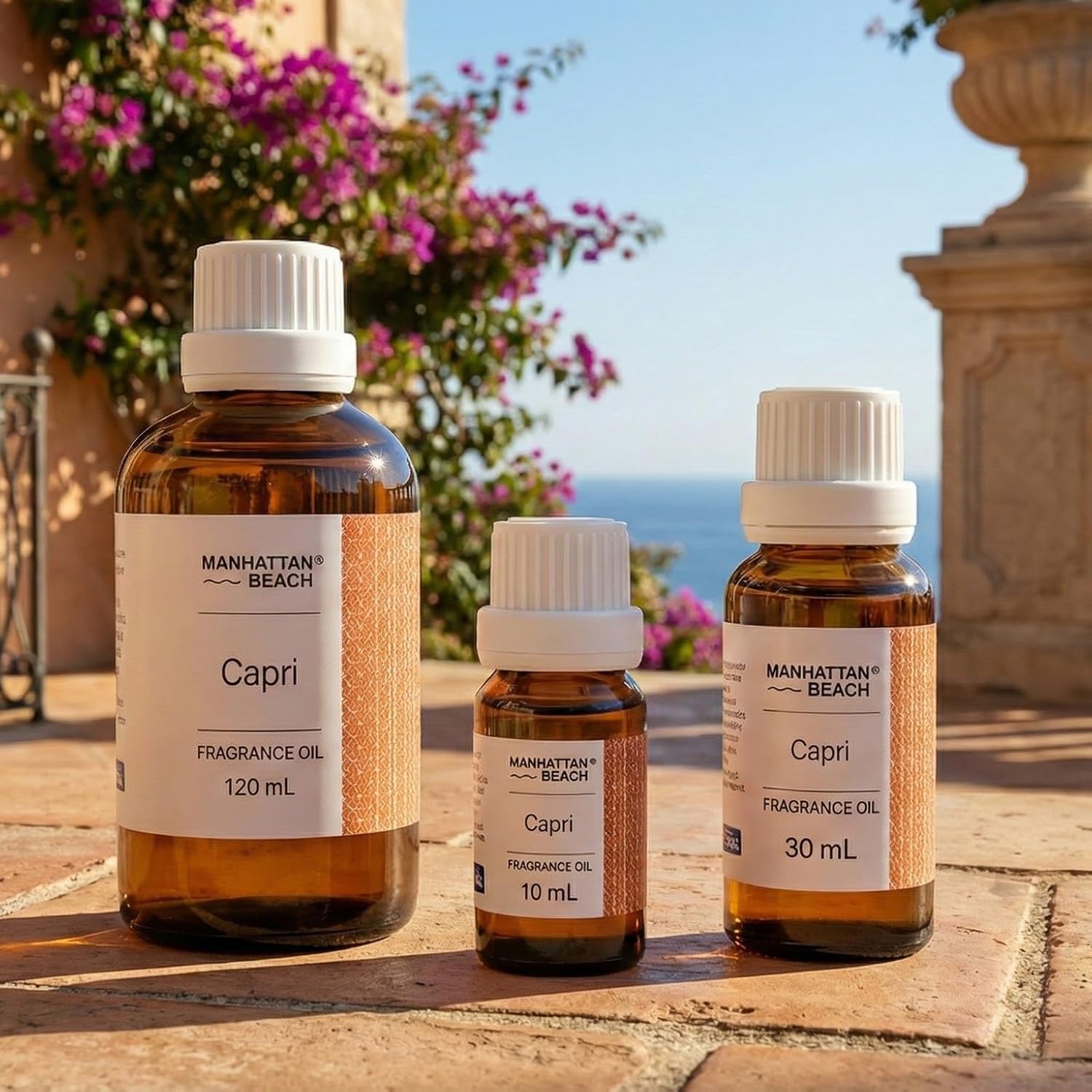 Manhattan Beach – Capri, Diffuser Oil Volcano-Inspired - Fragrance Oil for Ultrasonic and Waterless Diffusers and Crafting - 10 mL, 0.34 fl oz Glass Bottle