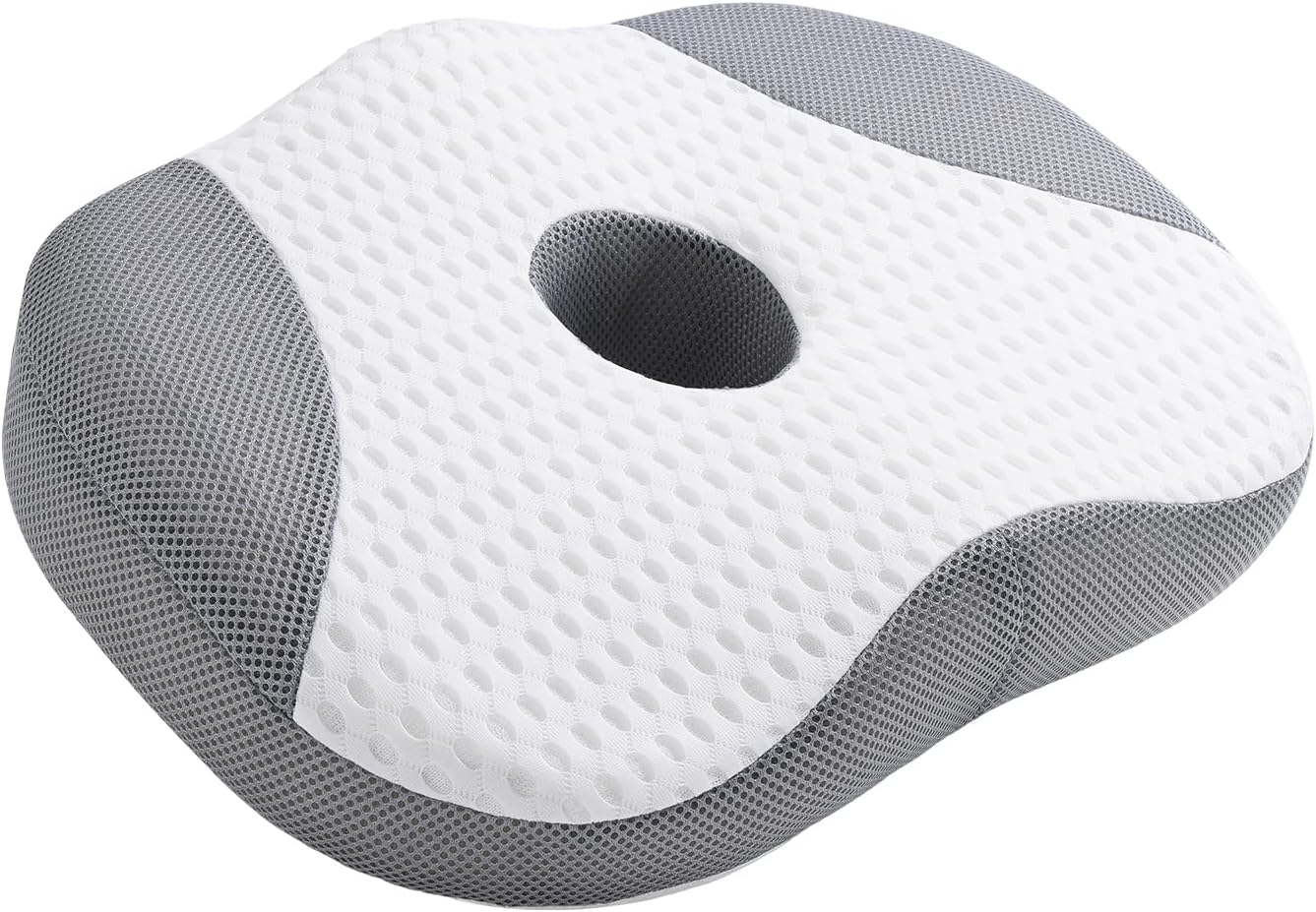 Idle Hippo Hot Tub Booster Seat, 4D Air Mesh Hot Tub Pillow with Powerful 6 Non-Slip Suction Cups, Ergonomic Booster Cushion, Quick Dry Spa Pillow for Indoor Outdoor Hot Tub-White/Grey