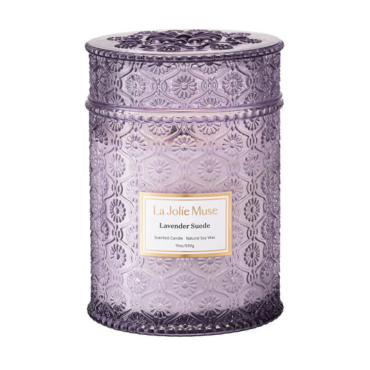 LA JOLIE MUSE Lavender Suede Scented Candles for Home