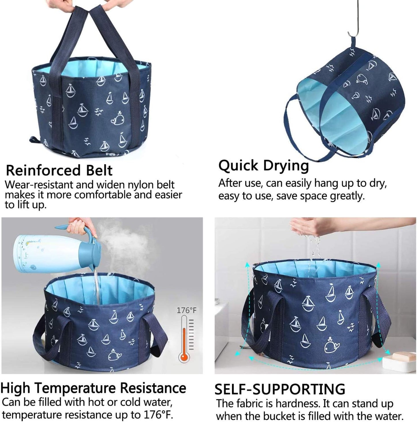 Collapsible Bucket for Soaking Feet, Portable Travel Foot Bath Tub, Foot Soaking Bath Basin Portable, Foot Spa Soaking Feet Home Pedicure Basin Outdoor Camping