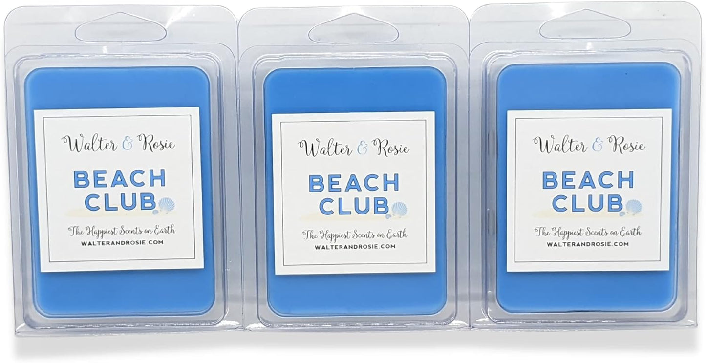 Walter & Rosie - Beach Club Wax Melt - 3 Pack - Inspired by the Beach Club Resort - Soy Wax Blend - Up to 18 hrs - Highly Fragrant Wax Melts
