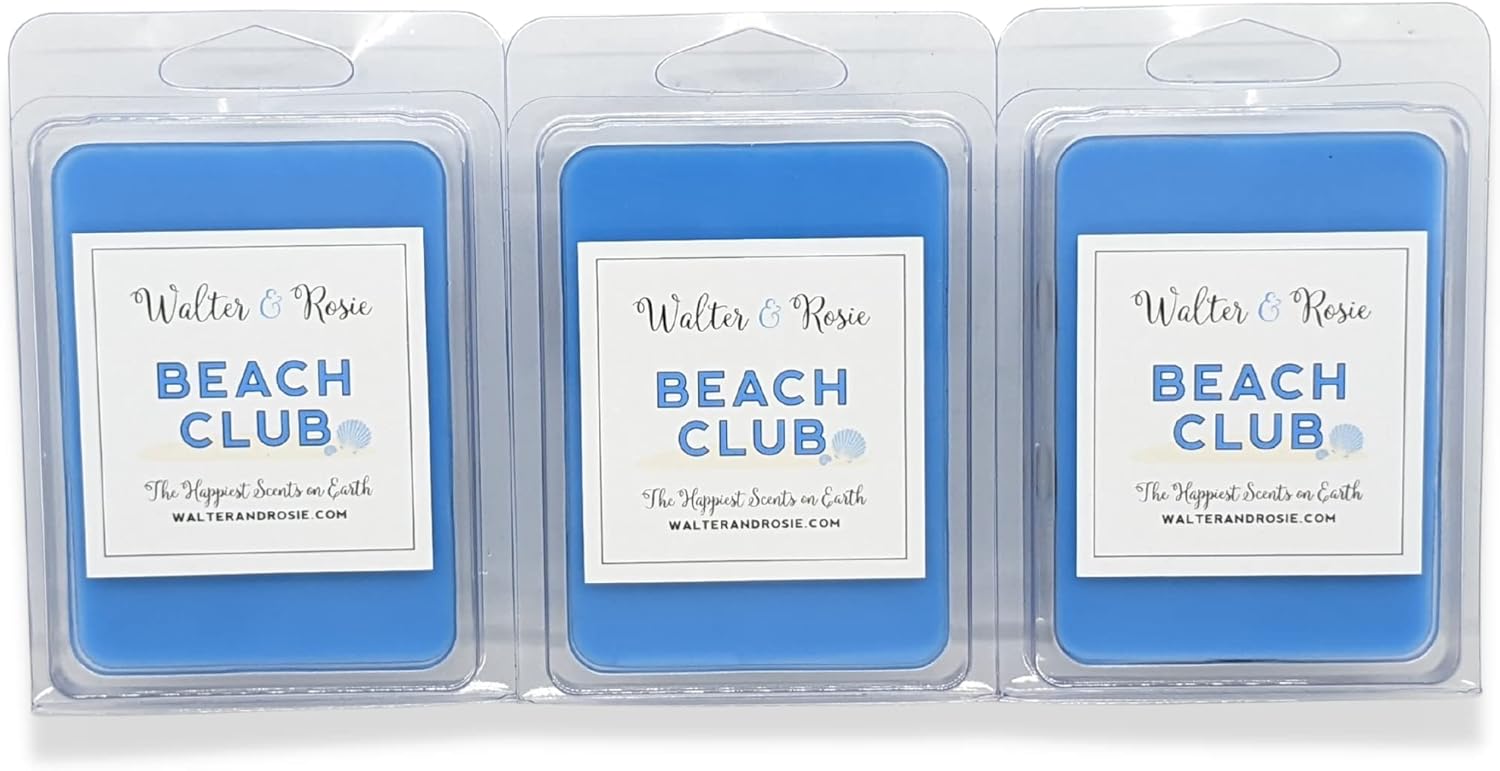 Walter & Rosie - Beach Club Wax Melt - 3 Pack - Inspired by the Beach Club Resort - Soy Wax Blend - Up to 18 hrs - Highly Fragrant Wax Melts