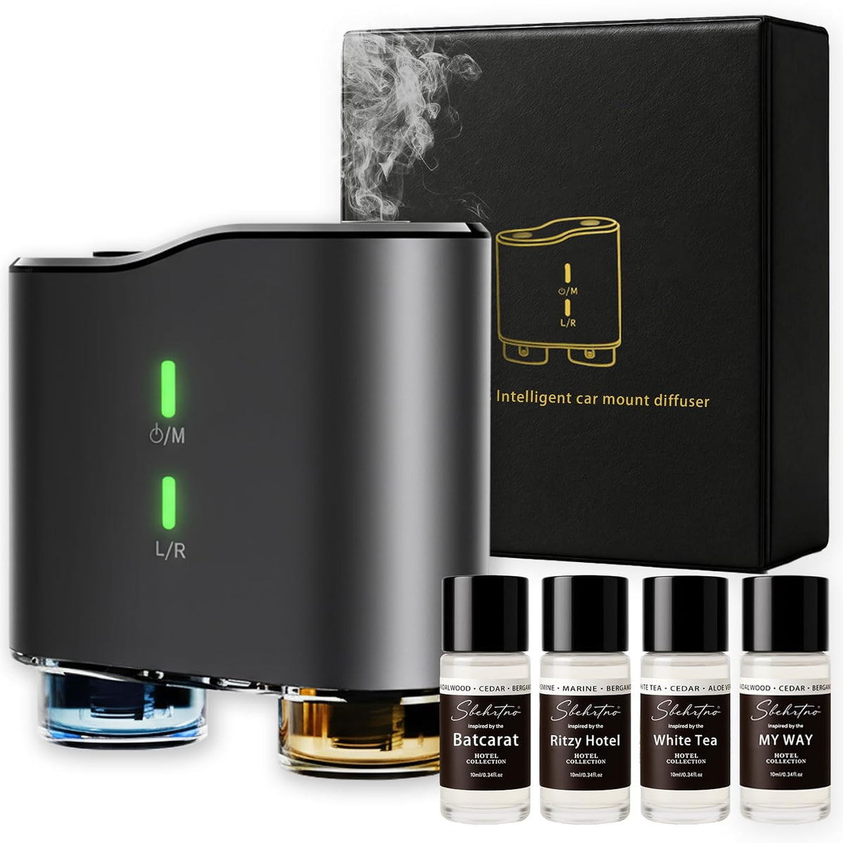 Waterless Car Diffuser Kit with 4 Fragrance Oils