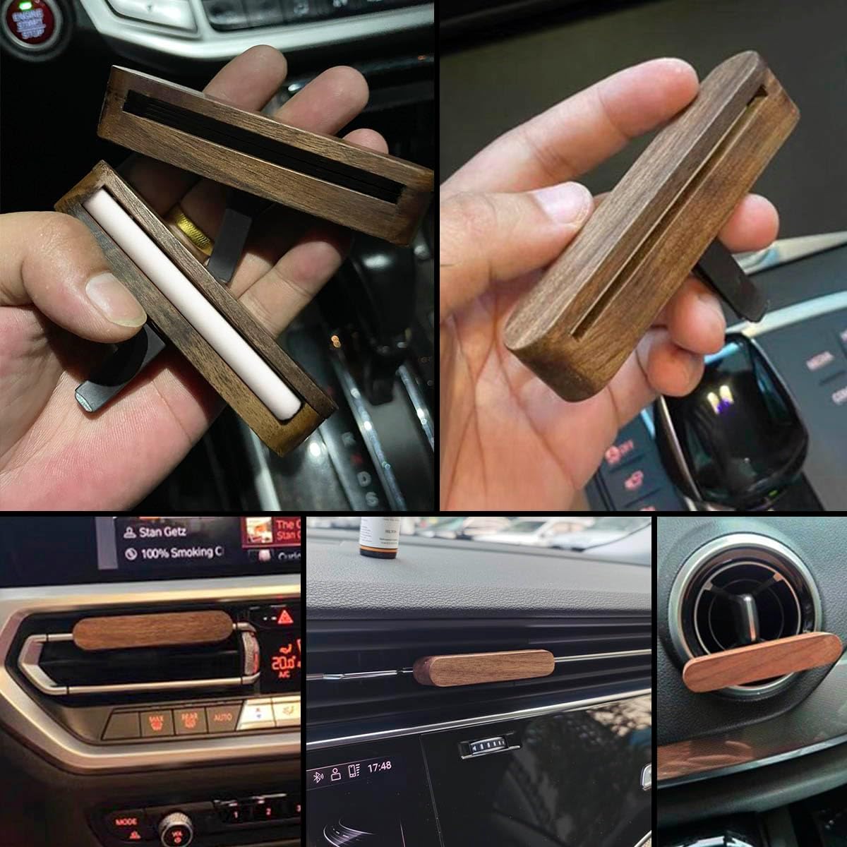 1-Pack Car Diffuser Vent Clip,Non-Electric Essential Oil Air Freshener, Refillable Walnut Wood Design, Interior Car Vent Diffuser Clips, Automotive Decoration Accessories (No Essential Oils)