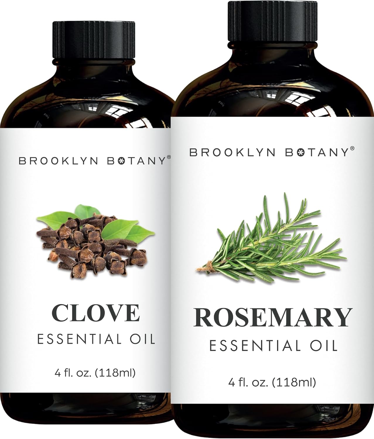 Brooklyn Botany Clove & Rosemary Essential Oils – 4 Fl Oz (Pack of 2) – 100% Pure & Natural – Stimulating & Herbal Aromatherapy Blend