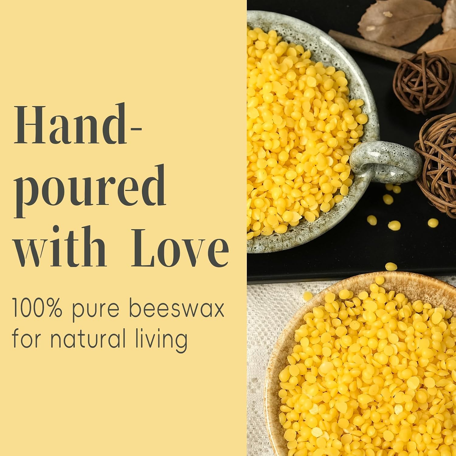 Beeswax Candles 3x6 Inch, 4 Pack Beeswax Pillar Candles for Home, 45 Hours Burn Time Natural Pure Bees Wax Candle for Air Purify, Gift Sending Meditation