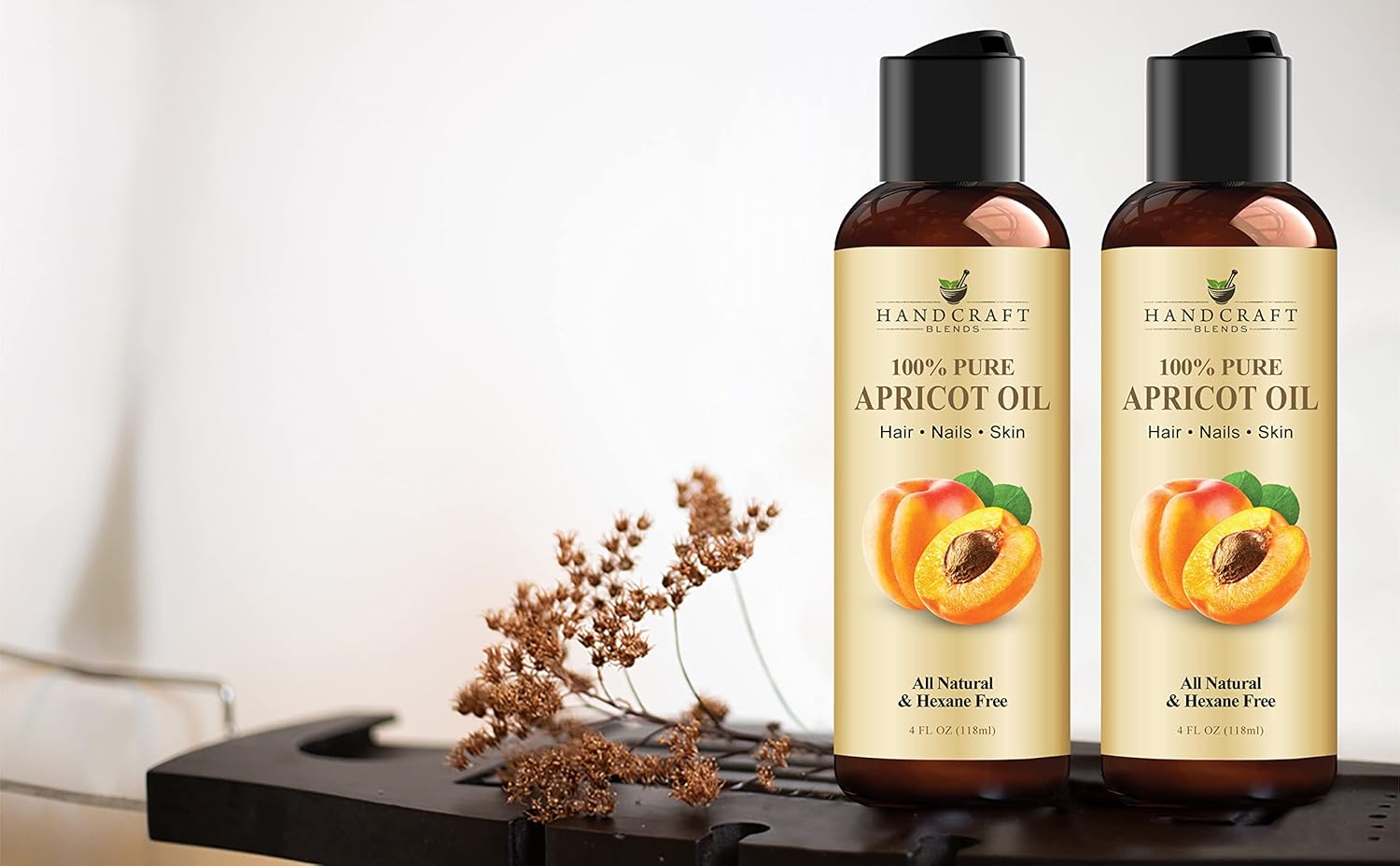 Handcraft Blends Apricot Kernel Oil - Cold-Pressed 4 Fl Oz - 100% Pure and Natural - Premium Grade Carrier Oil for Skin and Hair - Hair and Body - Massage - Hexane-Free