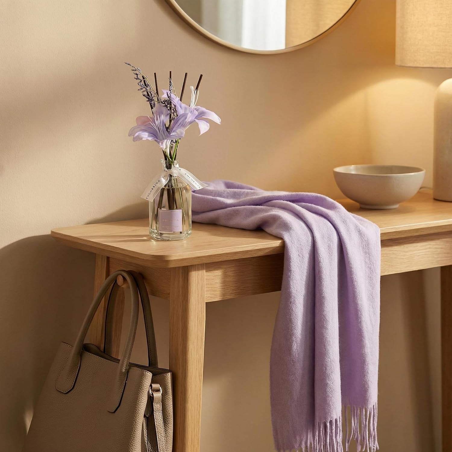 COCORRÍNA Reed Diffuser - Lavender Eucalyptus 8.5 Fl.oz Flower Reed Diffuser with Sticks, Bedroom Bathroom Shelf Decor (Floral Basket Collection)