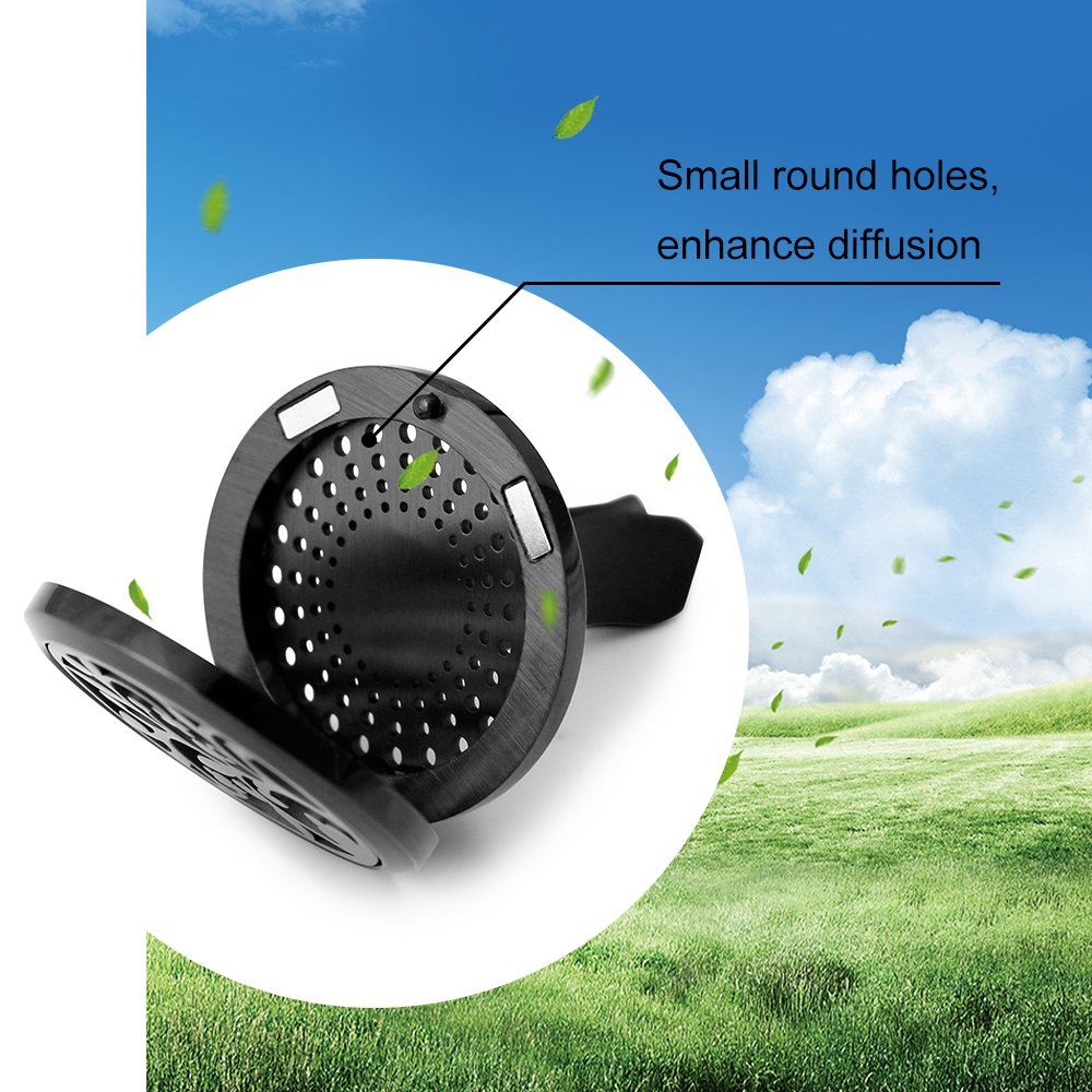 RoyAroma Car Air Freshener Vent Clip - 2PCS 30mm Black Car Essential Oil Diffuser Vent Clips for Home Office Room with 12 Felt Pads Mother's Day, Birthday Gift for Women & Men