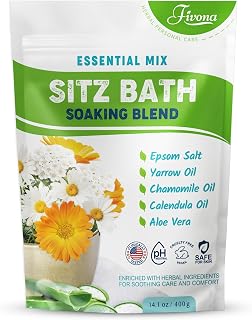 Hemorrhoid Care Postpartum Care Bartholin Cyst Relief - FIVONA Sitz Bath Salt Natural Epsom Blend with Essential Oils Soak - 14.1 oz