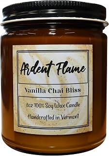 Candles | Vanilla Chai Bliss | 100% Natural Soy Wax Candle for Home Decor | Highly Scented | Premium Fragrance | Handmade in Vermont, USA | 8 oz | Long Lasting | Gift for Women and Men