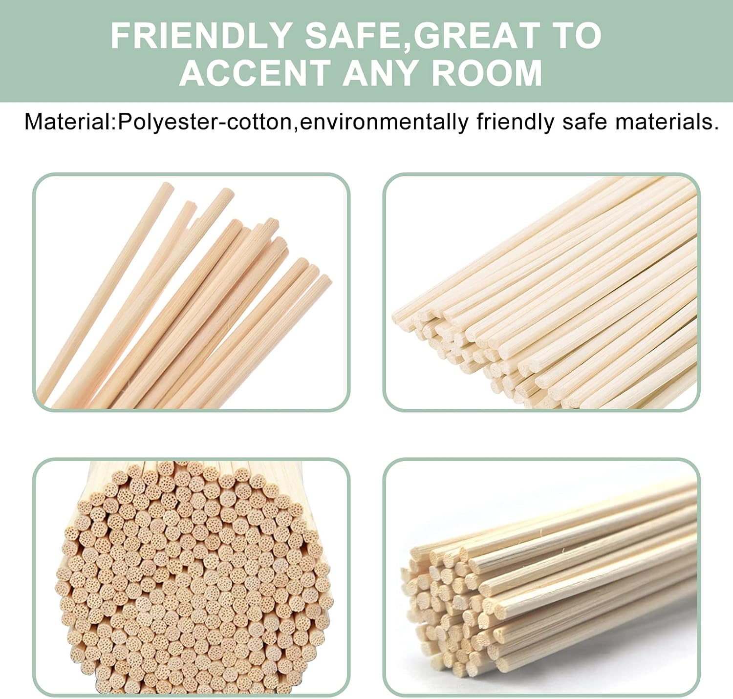 Wnspir100PCS Reed Diffuser Sticks，9 Inch Rattan Wood Sticks Natural Rattan Essential Oil Aroma Refill Wood Sticks for Spa, Fragrance, Aromatherapy (Natural Color 9inch)