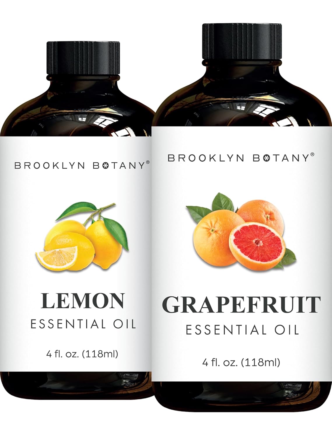 Brooklyn Botany Lemon & Grapefruit Essential Oils – 4 Fl Oz (Pack of 2) – 100% Pure & Natural – Energizing & Uplifting Aromatherapy Blend