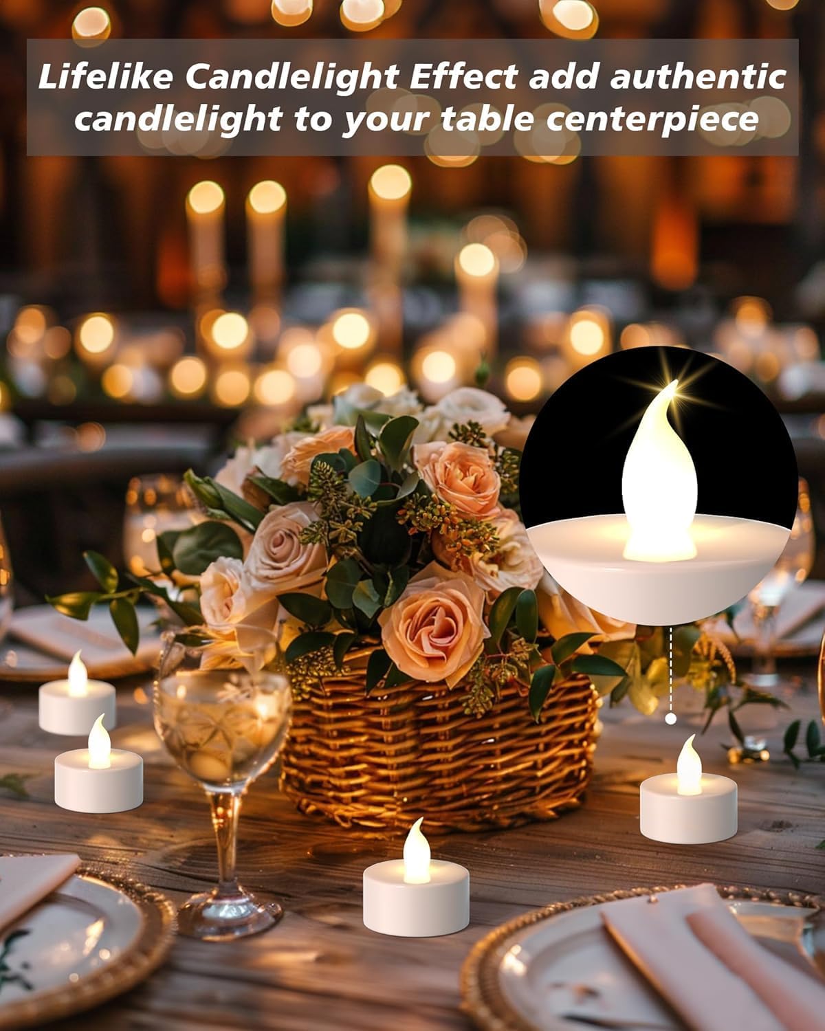 PUNPUBA LED Tea Lights Candles- 50Pack Flameless Candles Realistic and Bright Flickering Long Lasting 200Hours for Holiday Celebration,Party, Home Decoration WarmWhite,Battery Operated