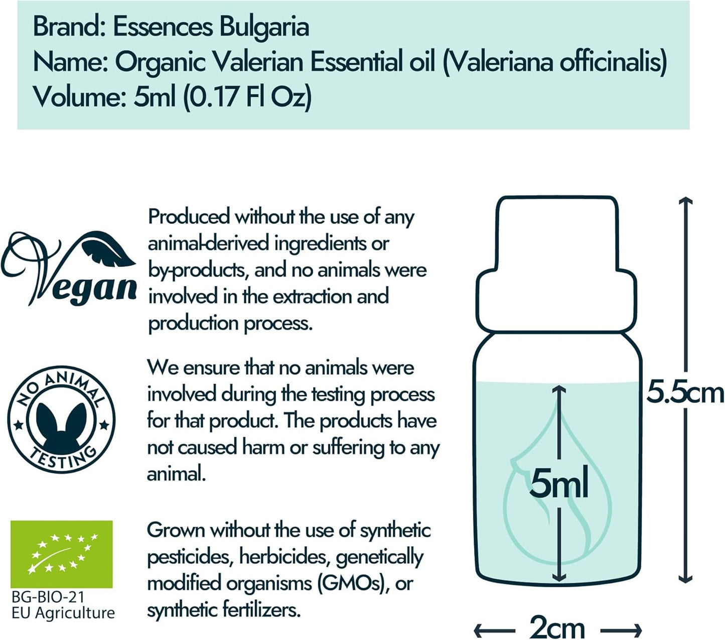 Essences Bulgaria Organic Valerian Essential Oil 0.17 Fl Oz | 5ml | Valeriana officinalis | 100% Pure and Natural | for Good Sleep, Relaxation | Aromatherapy | Therapeutic Grade