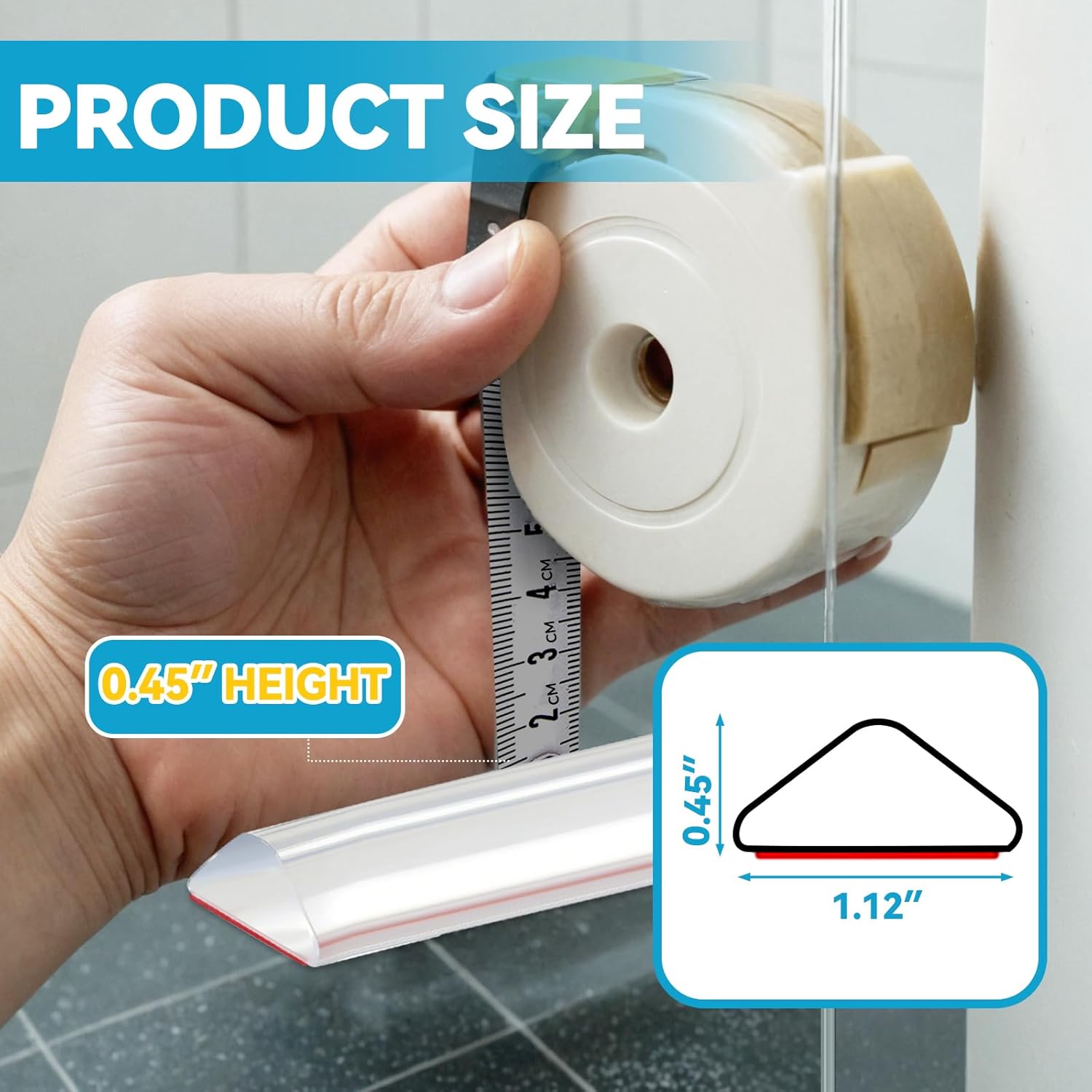 67" Collapsible Shower Threshold Water Dam Shower Barrier Keeps Water Inside Threshold Dry and Wet Separation Retention System Suitable for Bathroom Kitchen Sink Bathtub
