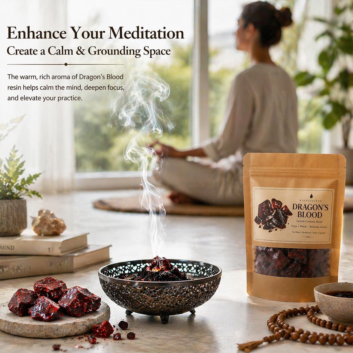 Dragon’s Blood Resin, Premium Natural Resin Incense for Meditation, Aromatherapy, Spiritual Rituals & Home Fragrance, Rich Crimson Resin (30g / 120g) (Dragon's Blood 30g)