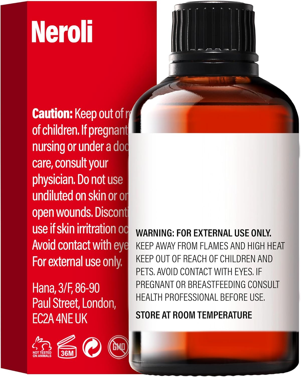 H'ana Neroli Oil - 1.02 Fl Oz Neroli Essential Oil for Hair, Skin, Diffuser, Aromatherapy & DIY