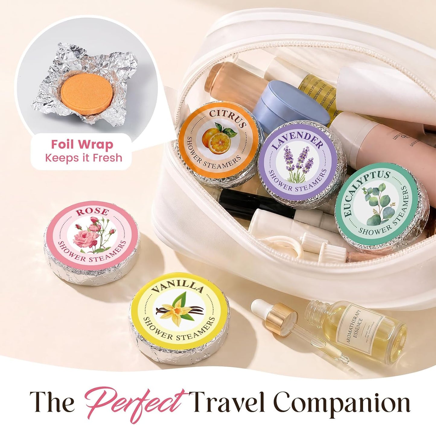 Shower Steamers Aromatherapy, Long Lasting Essential Oil Spa, Women Gift | Self Care & Spa Gifts for Women, Mom, Wife, Teen for Daily Relaxation, Ideal Christmas Stocking Stuffers, White Elephant Gift